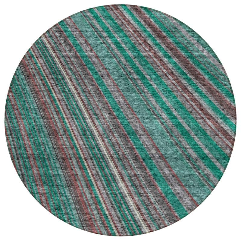 Machine Washable Indoor/ Outdoor Stripe Wave Chantille Rug