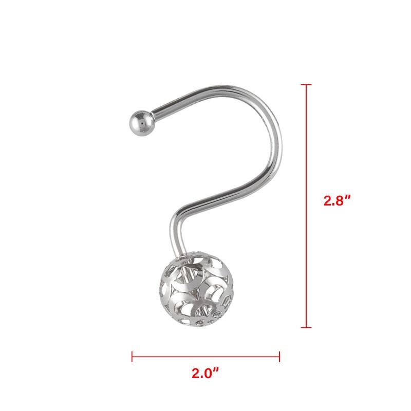 Utopia Alley Shower Rings, Hollow Ball Shower Curtain Hooks for Bathroom, Rust Resistant Shower Curtain Hooks Rings, Set of 12