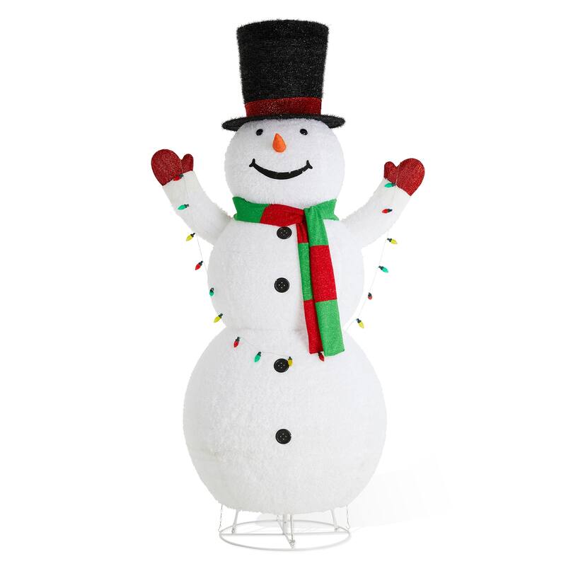 94.5"H Christmas 3D Foldable Fabric Snowman Lighting Decor