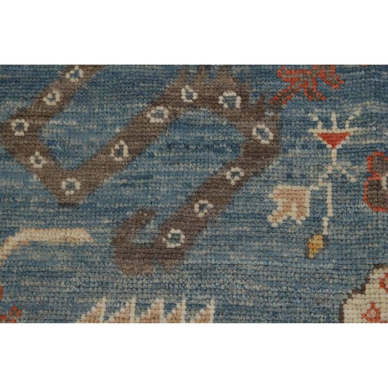 Hand Knotted Oriental 100% Wool Carpet Transitional All-Over Navy Blue & Blues Oushak Area Rug - 10' 1'' X 7' 11''