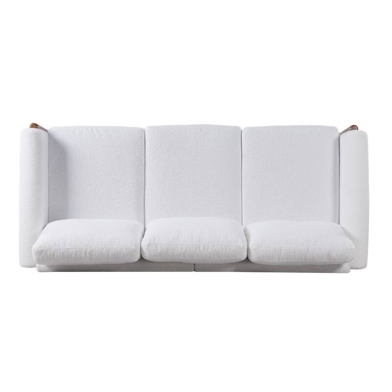 Roomfitters 84" 3-Seater Sofa, Teddy Velvet Couch with Integrated Solid Wood Legs and Curved Arc Armrests