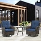 preview thumbnail 1 of 110, Pocassy 3-Piece Outdoor Swivel Bistro Set, Wicker Rocking Chairs Brown/Blue