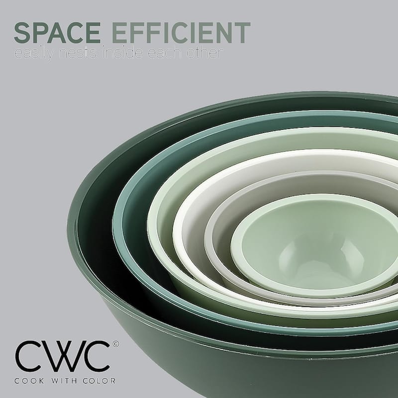 COOK WITH COLOR - 12 Piece Plastic Nesting Bowls - 6 Prep Bowls and 6 Lids, Microwave Safe.