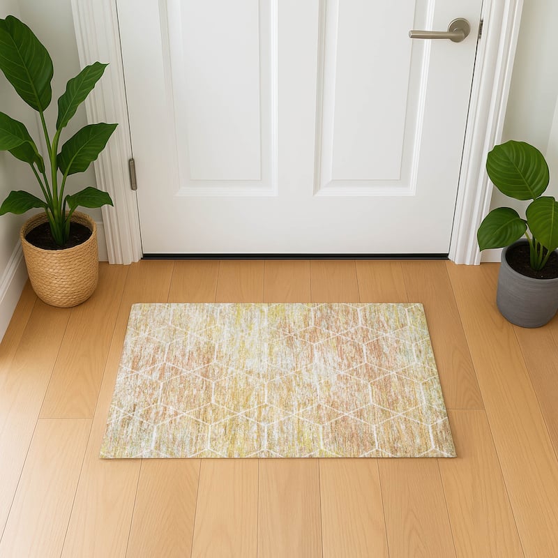 Premium Washable Super Soft Geo Abstract Mayfield Rug - Salmon - 1'8" x 2'6"