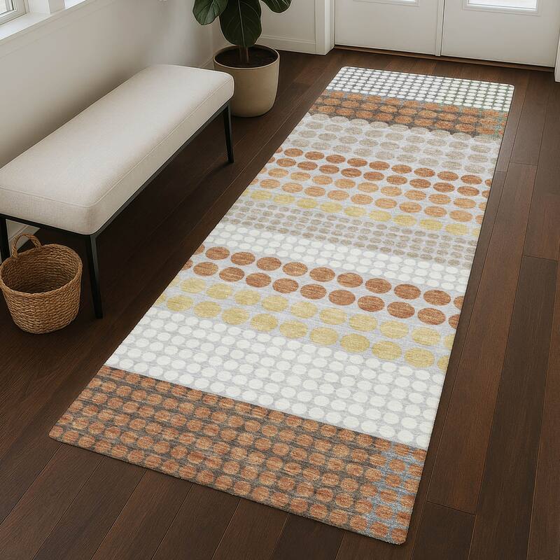 Machine Washable Indoor/ Outdoor Casual Dotty Chantille Rug