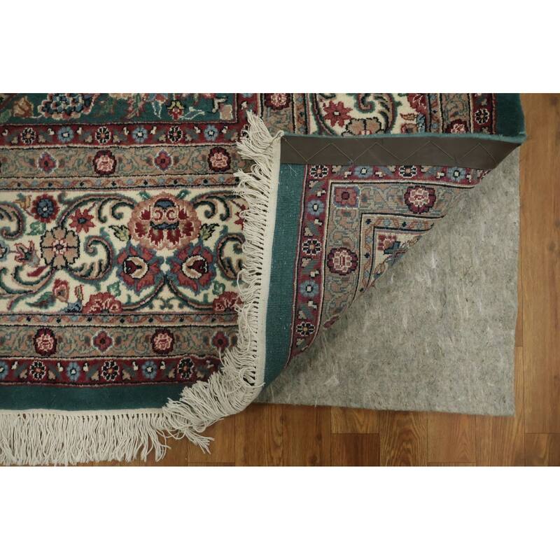 Hand Knotted Oriental 100% Wool Carpet Traditional Floral Green Aubusson Area Rug - 14' 5'' X 9' 8''
