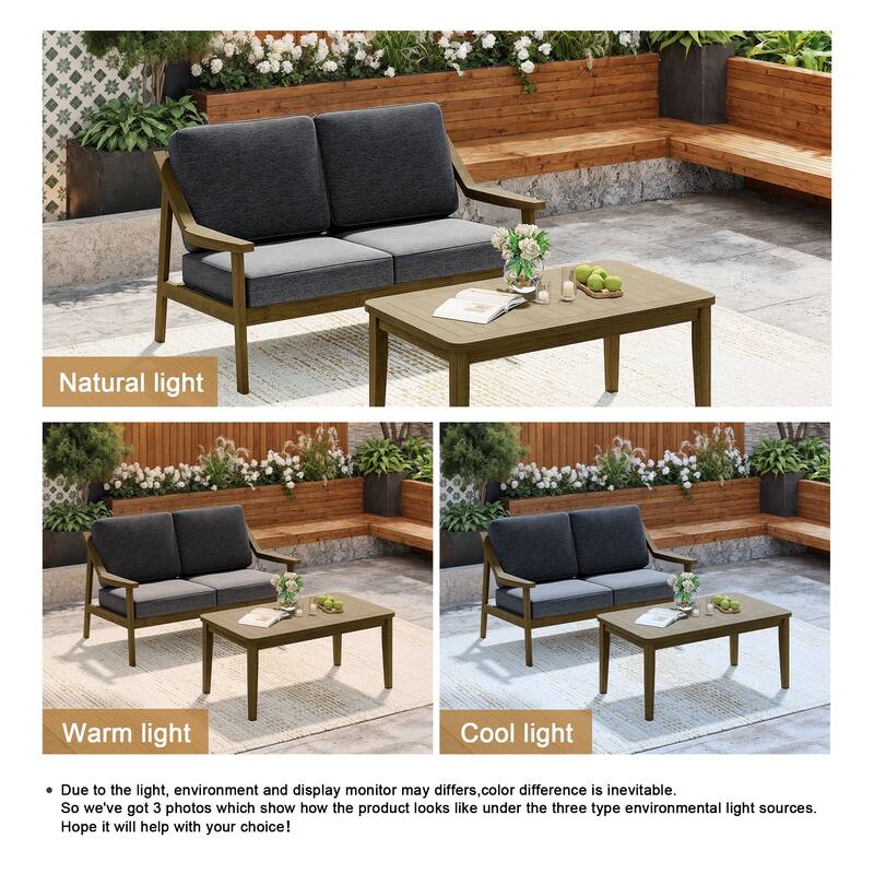 Outdoor Patio Wood Bistro Set/Loveseat Set