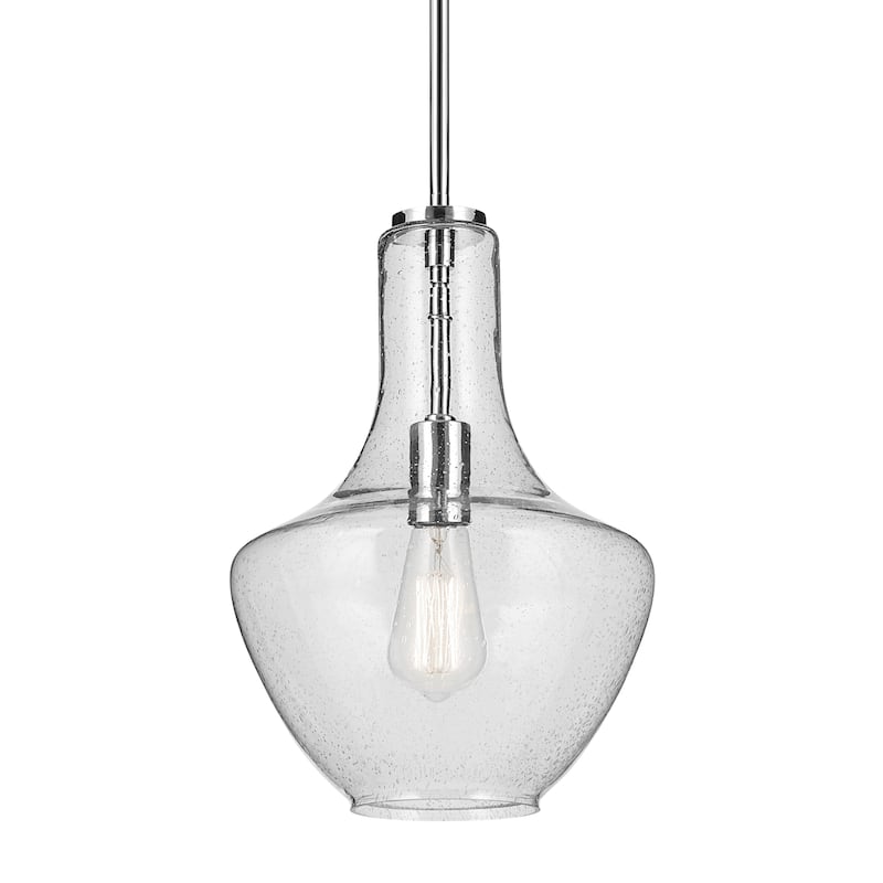 Kichler Lighting Everly 1-Light Bell Pendant Light with Seeded Glass