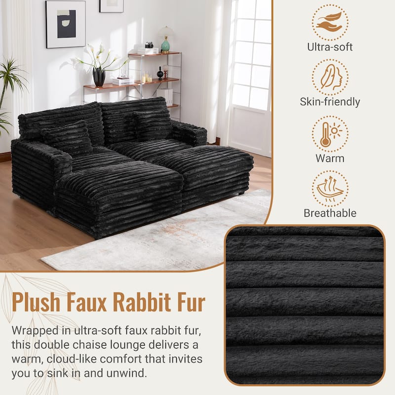 Plush Oversized Double Chaise Sofa with USB Charging, Cup Holders & Ultra-Deep Seating by Harper&Bright Designs