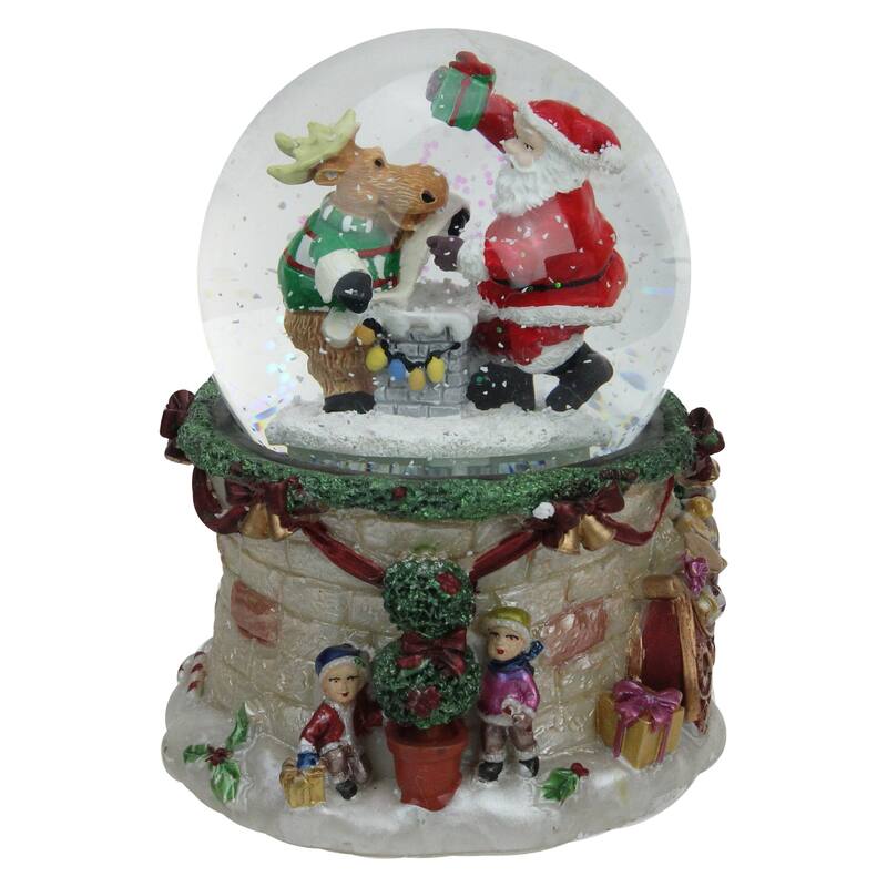 LED Lighted Santa and Reindeer Musical Christmas Snow Globe - 5.75"