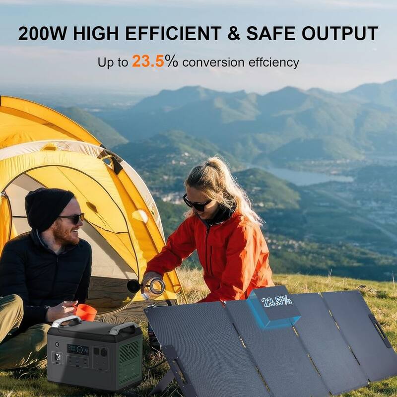 Portable Solar Panel, 100W/200W Foldable Solar Panel for Power Station, Waterproof - 200W
