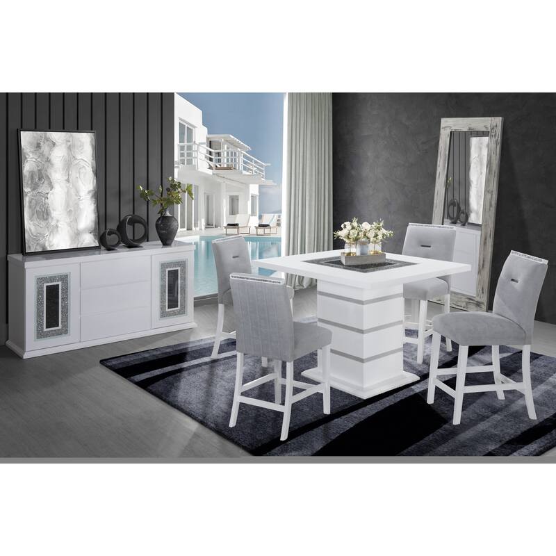 Ariya Grey Bar Stools, Set of 2 Modern Counter Height Bar Chairs