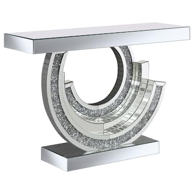 Imogen Sculptural Mirrored Entryway Console Table Silver