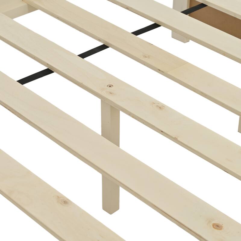 Bunk Bed with Storage Drawers, Wooden Bunk Bed with Ladder and Safety Guard Rails