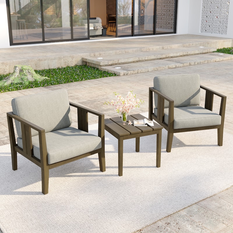 Casual 29"W Outdoor Patio Armchair Set In Solid Teak Wood with Cushion - Natural Wood - Light Camel