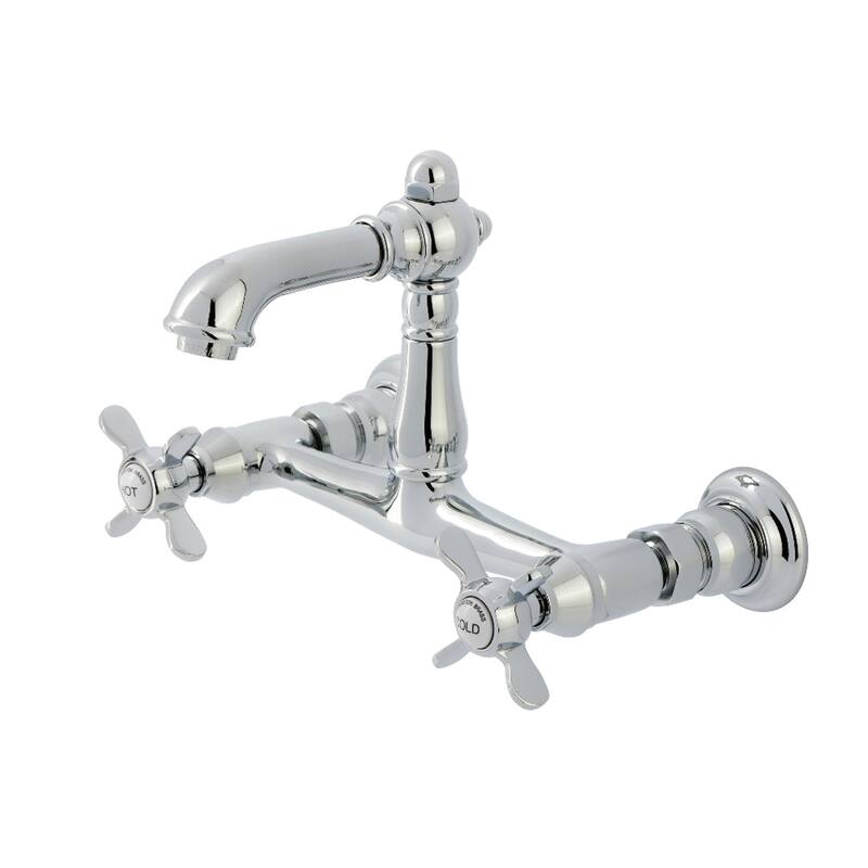 Kingston Brass Essex Two-Handle 2-Hole Wall Mount Bathroom Faucet - Polished Chrome