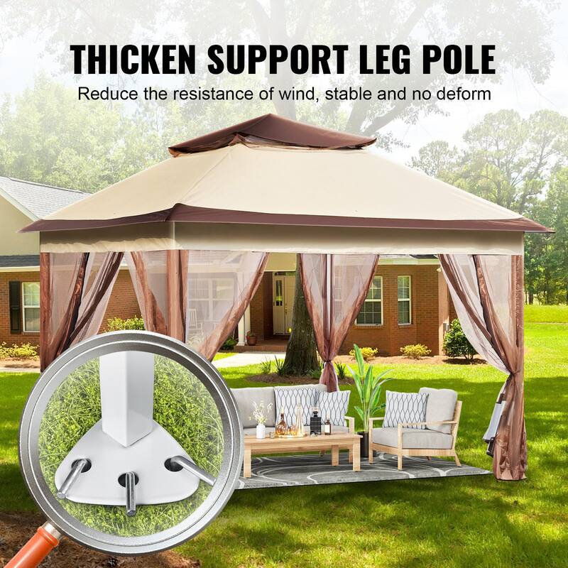 11x11 FT Pop Up Patio Gazebo with Netting, Outdoor Canopy for Backyard
