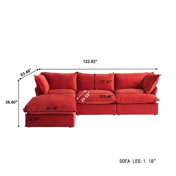 L Shape Sectional Couches Deep Couch Sectional Sofa with Chaise Ottoman Modern Comfy Modular Sectional Sofas