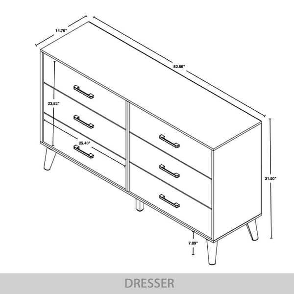 dimension image slide 7 of 10, CraftPorch Corduroy 4-pieces Mid-Century Modern Grey Bed with Dark Grey Furniture Bedroom Set