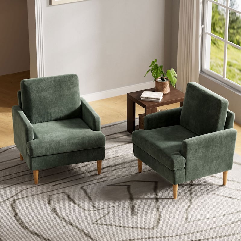 set of 2 Accent Chair for Bedroom Living Room with Wood Legs