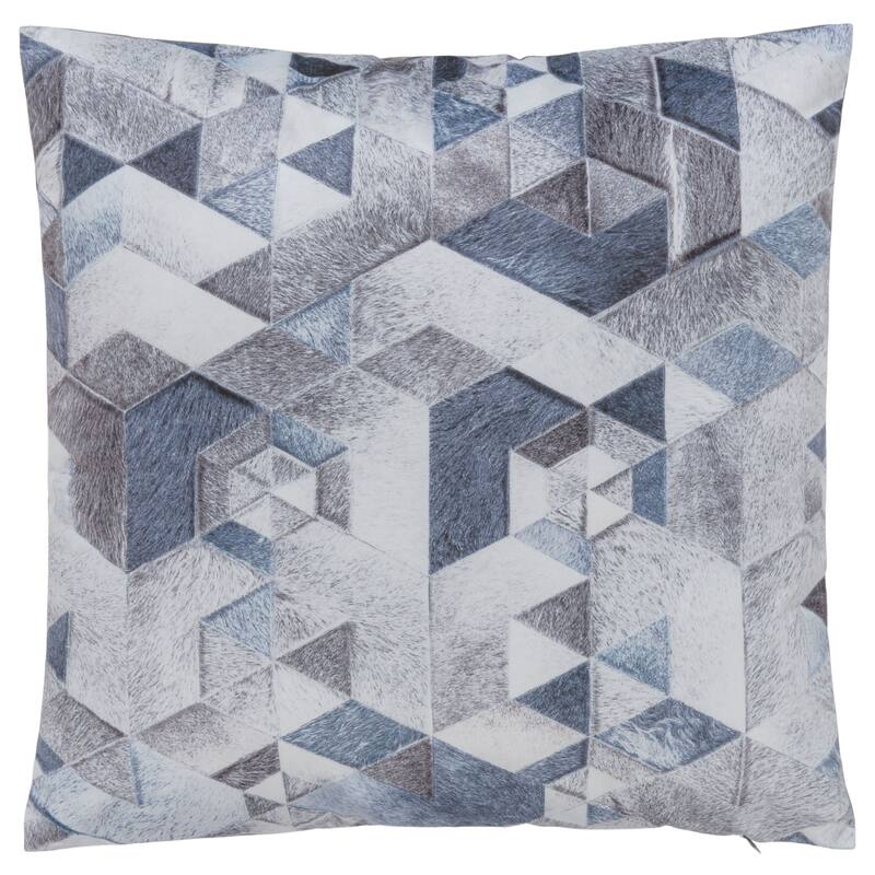 Capri Collection Patterned Faux Cowhide Printed Throw Pillow - Blue