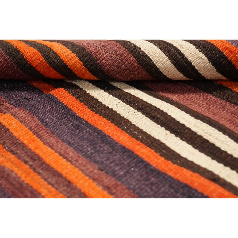 Hand Woven Oriental 100% Wool Carpet Southwestern Geometric Multi-Colored Kilim Area Rug - 11' 1'' X 4' 10''