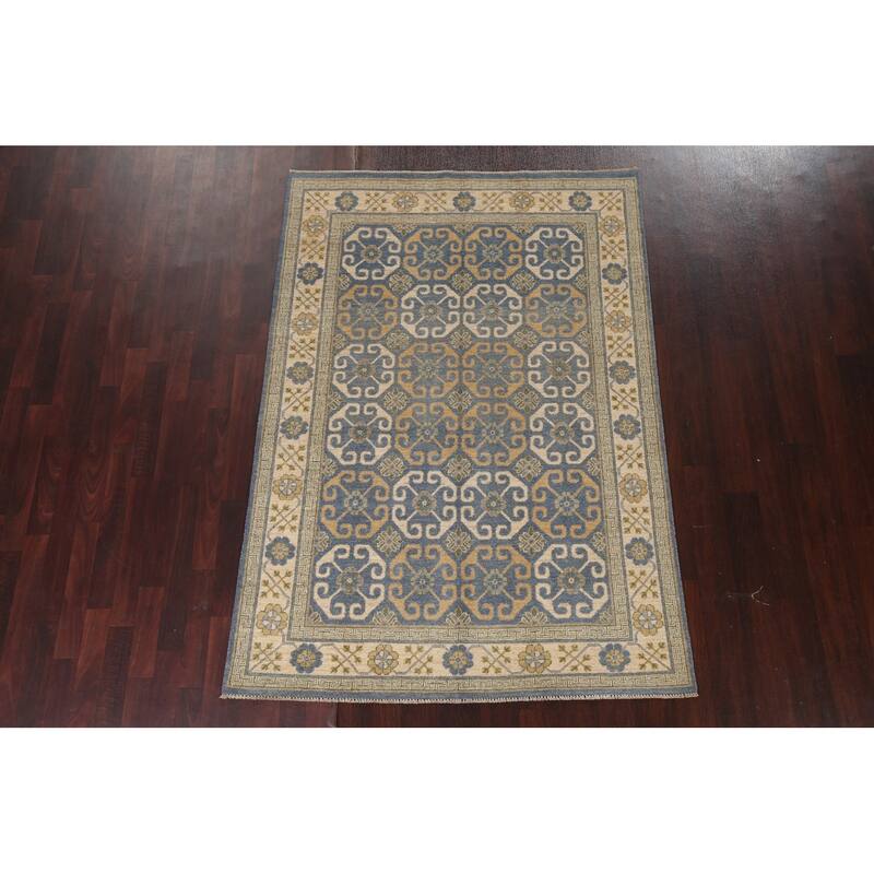 Vegetable Dye Khotan Oriental Wool Area Rug Hand-knotted Foyer Carpet - 4'5" x 6'11"