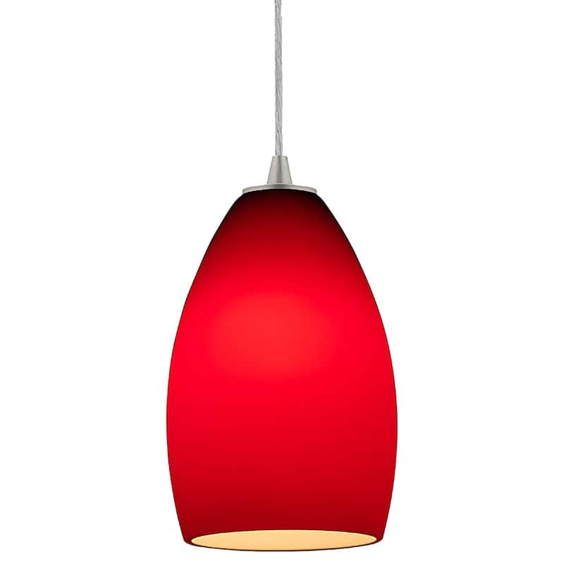 Access Lighting Champagne 1 Light LED Pendant - 5" Wide with Red Glass - Brushed Steel