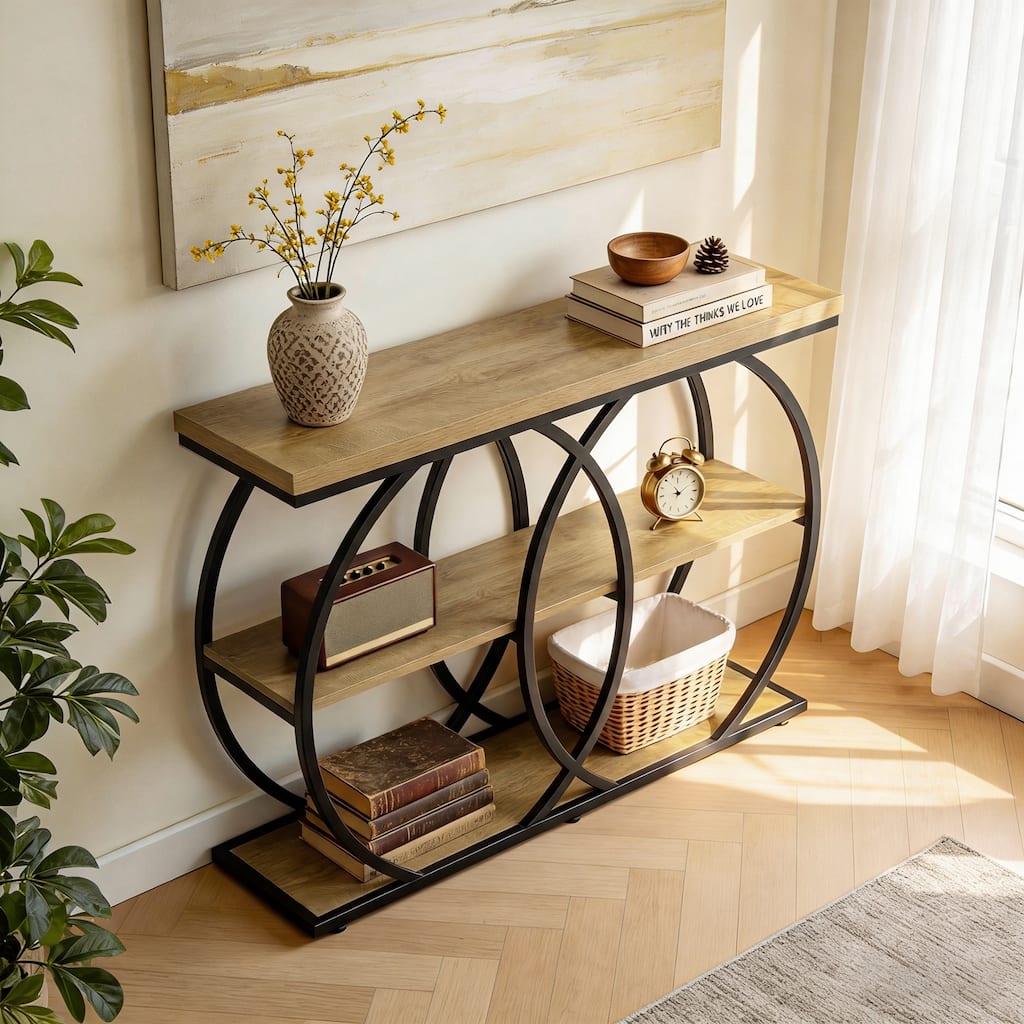 41.3" Console Table with Storage Shelves, 3-Tier Entryway Table