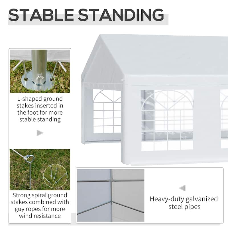 Outsunny 20' x 20' Heavy Duty Wedding Tent & Carport, Portable Garage with Removable Sidewalls, Large Outdoor Canopy