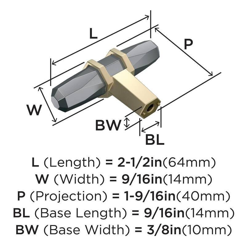 Amerock London 2-1/2 in (64 mm) Length Black Chrome/Golden Champagne Cabinet Knob - Black Chrome/Golden Champagne - 2 1/2 in.