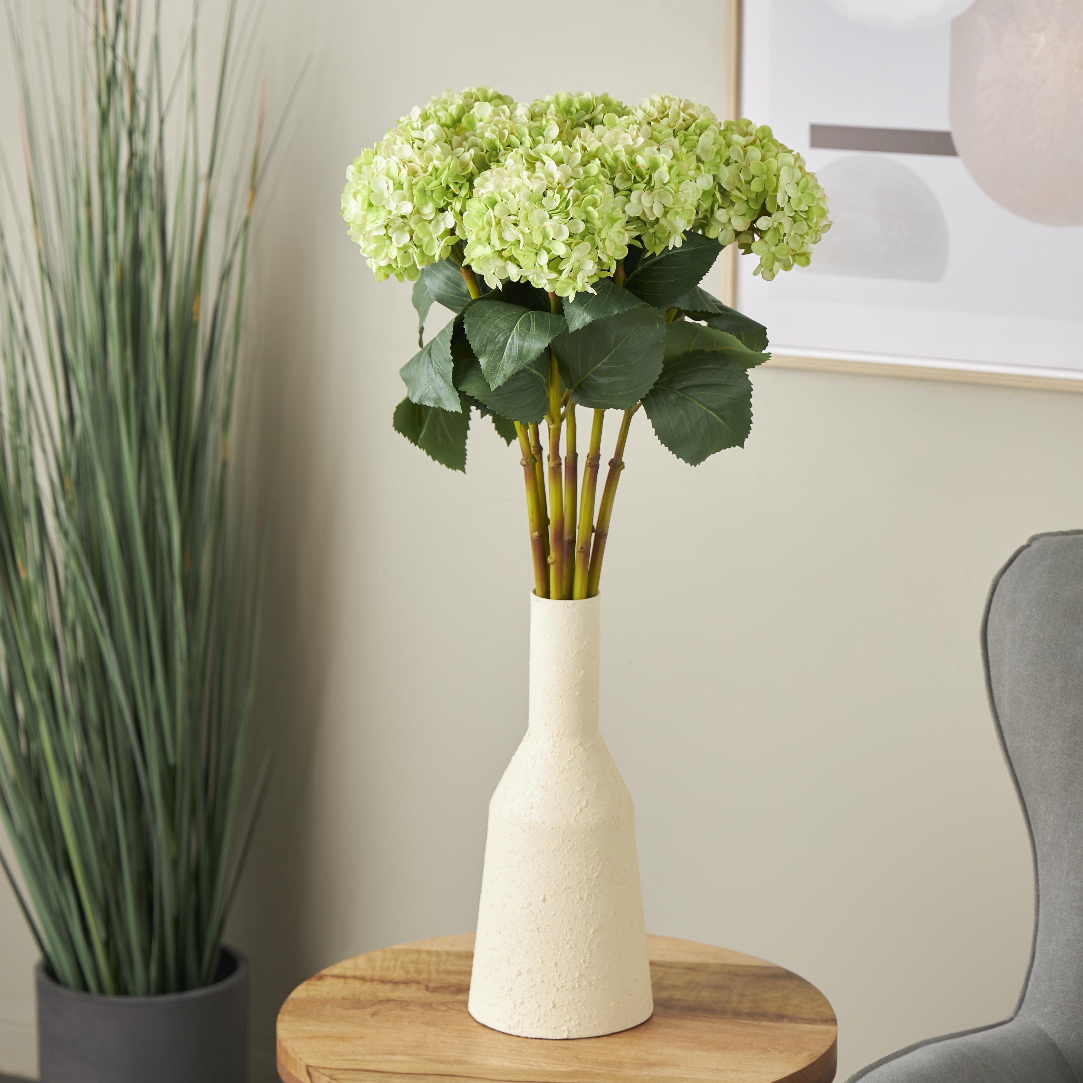 Green Faux Foliage Tall Hydrangea Artificial Flower Stem (Set of 8)