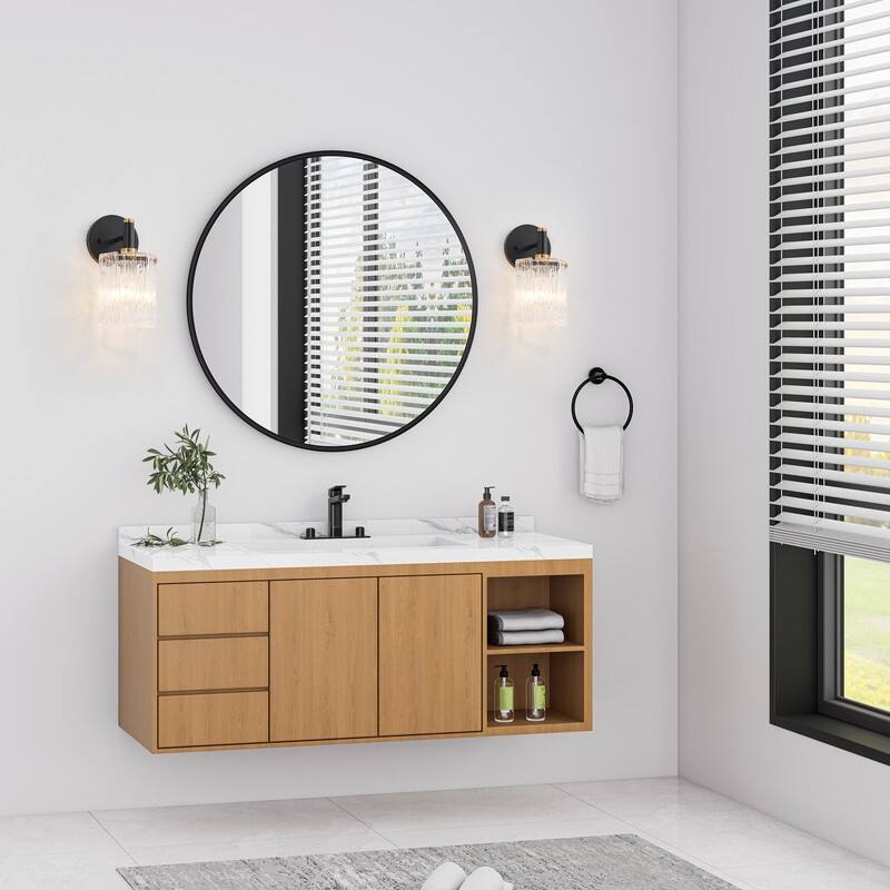 KAWOTI 1- Light Wall Sconce with Textured Glasses (Black & Gold) - W5.25"x H11" x D7.25"