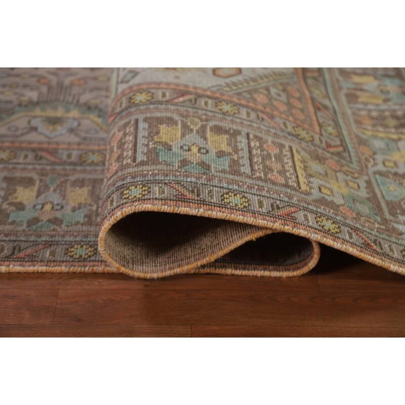 Hand Knotted Oriental 100% Wool Carpet Traditional Medallion Greys & Charcoal Tabriz Area Rug - 11' 2'' X 7' 11''