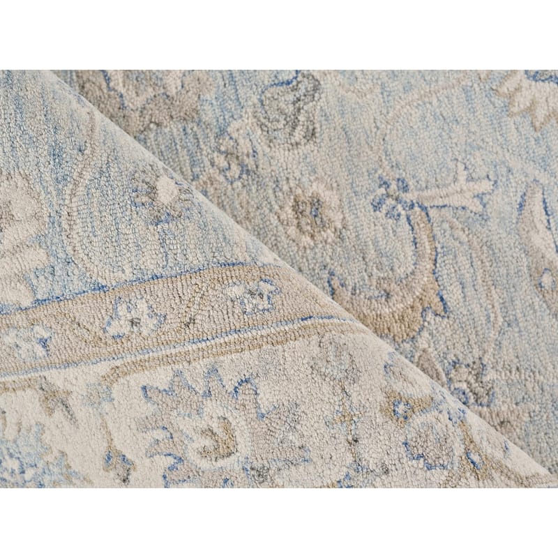 Exquisite Rugs Marietta Oushak Handmade Hand-tufted New Zealand Wool on Canvas Light Blue/Ivory Area Rug