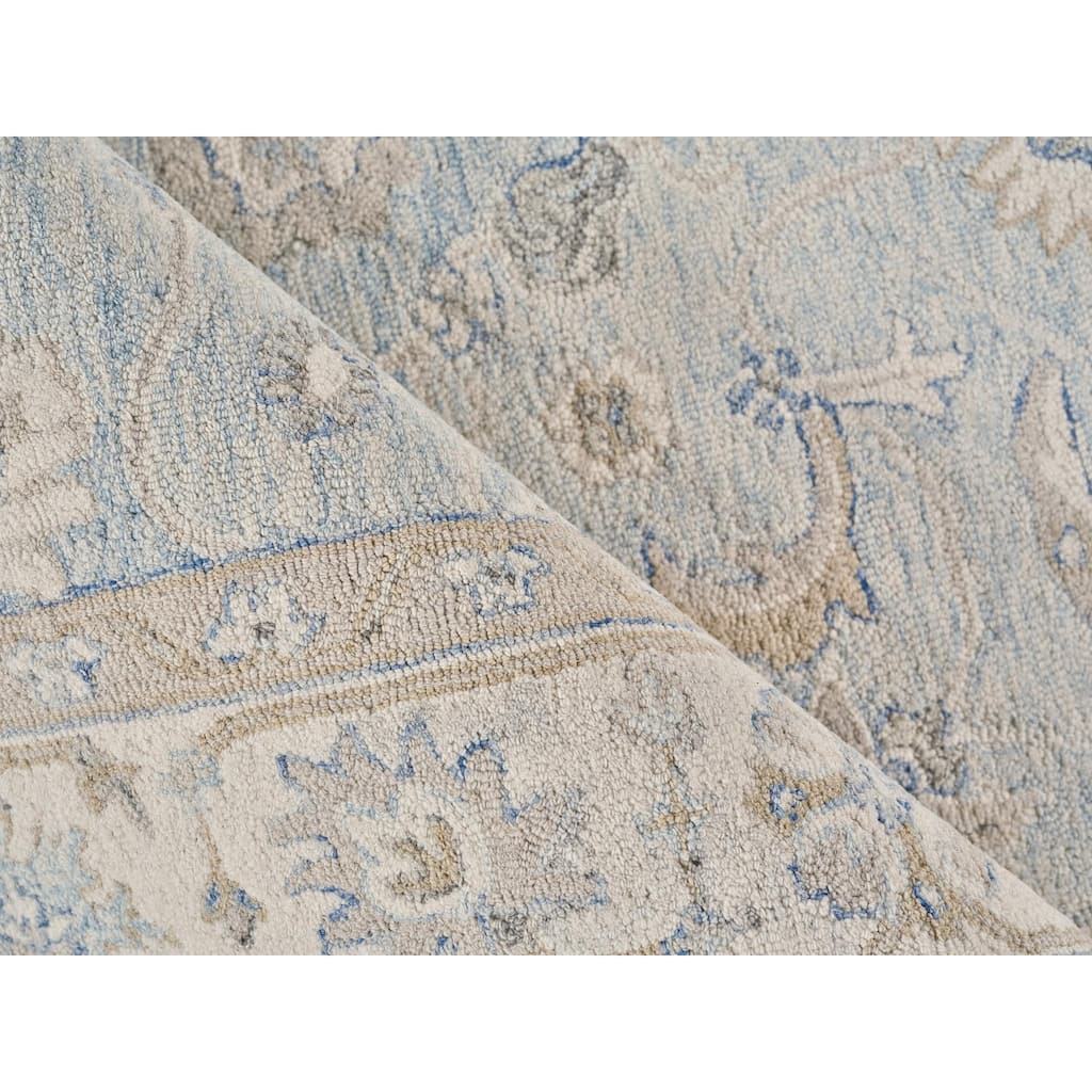 Exquisite Rugs Marietta Oushak Handmade Hand-tufted New Zealand Wool on Canvas Light Blue/Ivory Area Rug