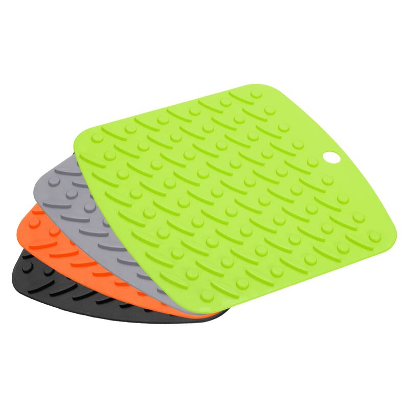 4pcs Silicone Trivet Mat Hot Pads, Pot Holders Heat Resistant Pads - Black/Light Grey/Green/Orange