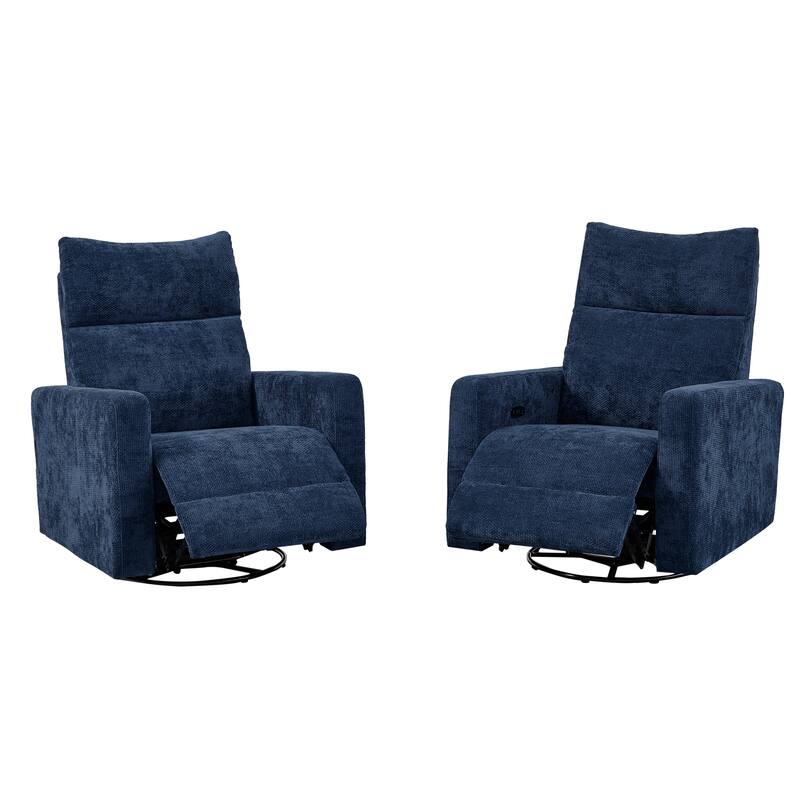 Olmas 33.5"W Power Swivel Glider Recliner with USB Charger Set Of 2