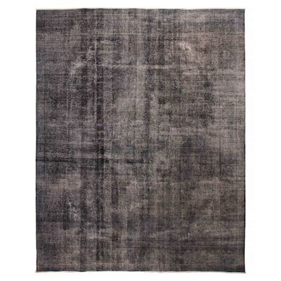ECARPETGALLERY Hand-knotted Color Transition Charcoal Wool Rug - 9'8 x 12'6