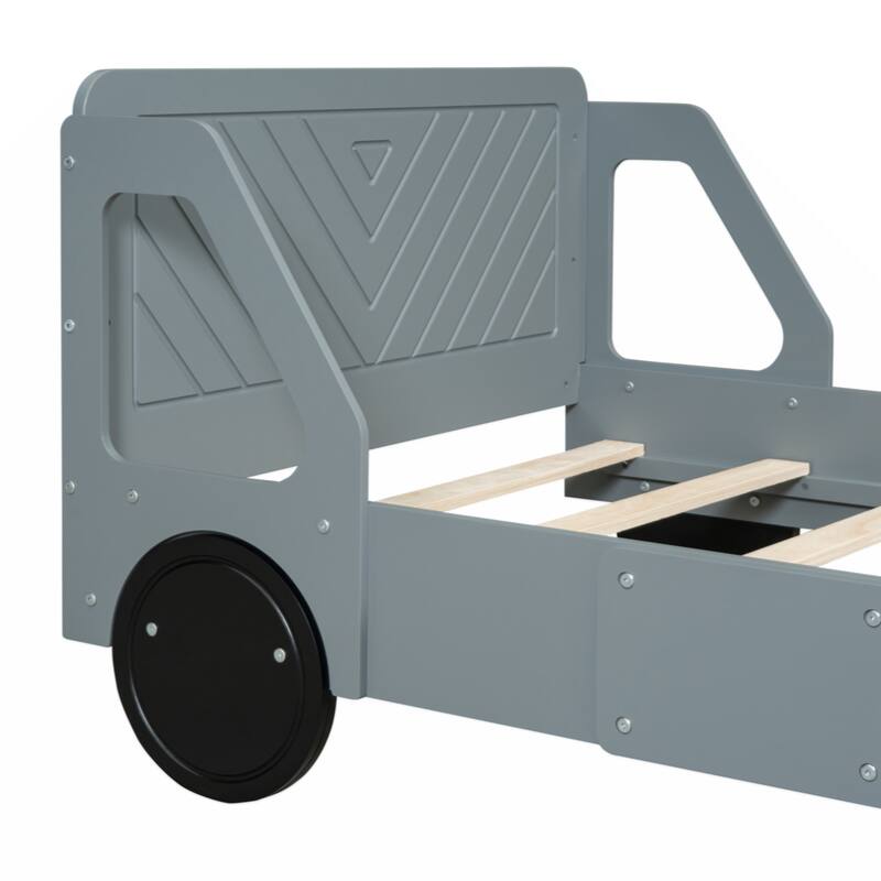 Twin Size Car-Shaped Platform Bed with Wheels