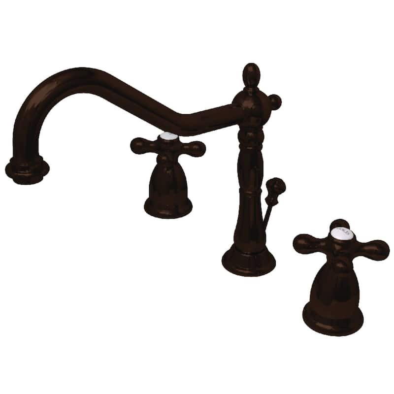 Kingston Brass Heritage Widespread Bathroom Faucet with Brass Pop-Up - Oil Rubbed Bronze