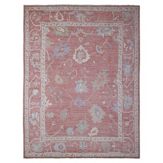 Shahbanu Rugs Rose Gold Pink Natural Dyes All Over Flower Design Hand ...