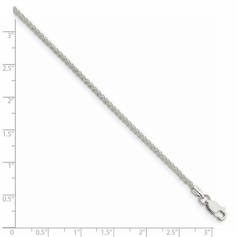 Curata 925 Sterling Silver 1.75mm Round Spiga Chain Necklace
