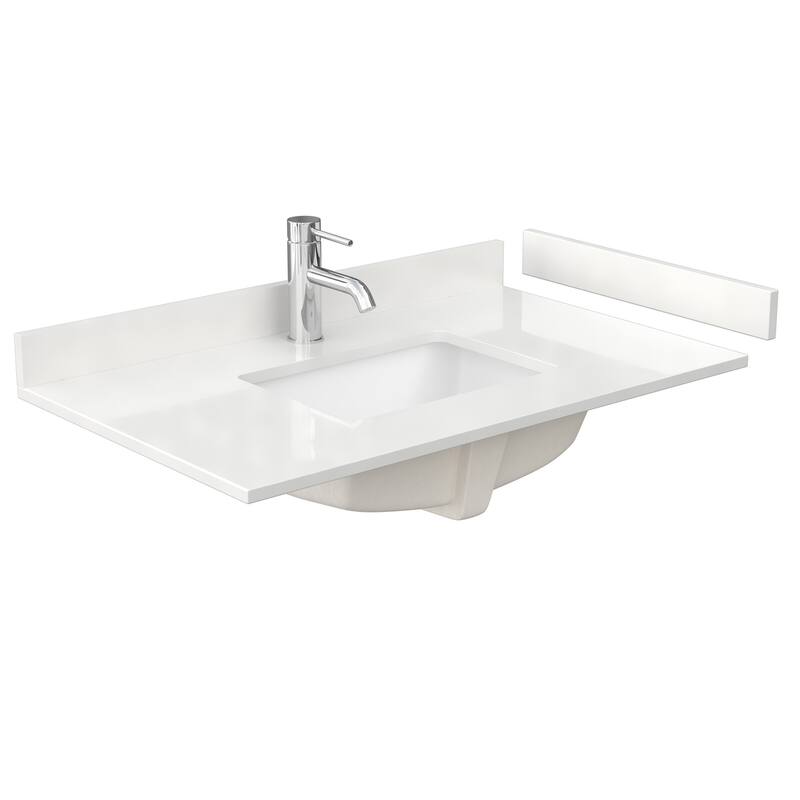 Strada 36-inch Single Vanity, Quartz Top, 34-inch Mirror