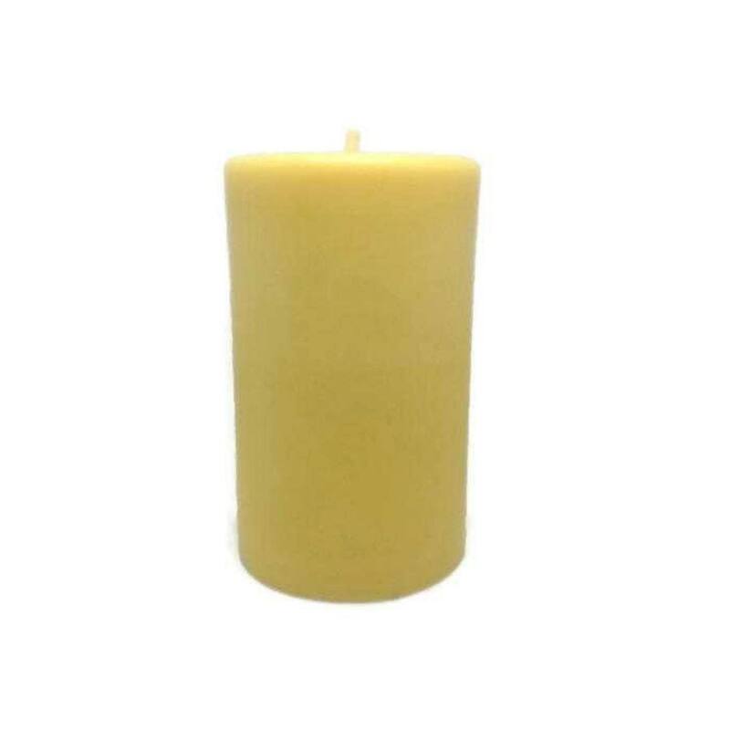 3" Golden Yellow Honey Beeswax Handmade Pillar Candle