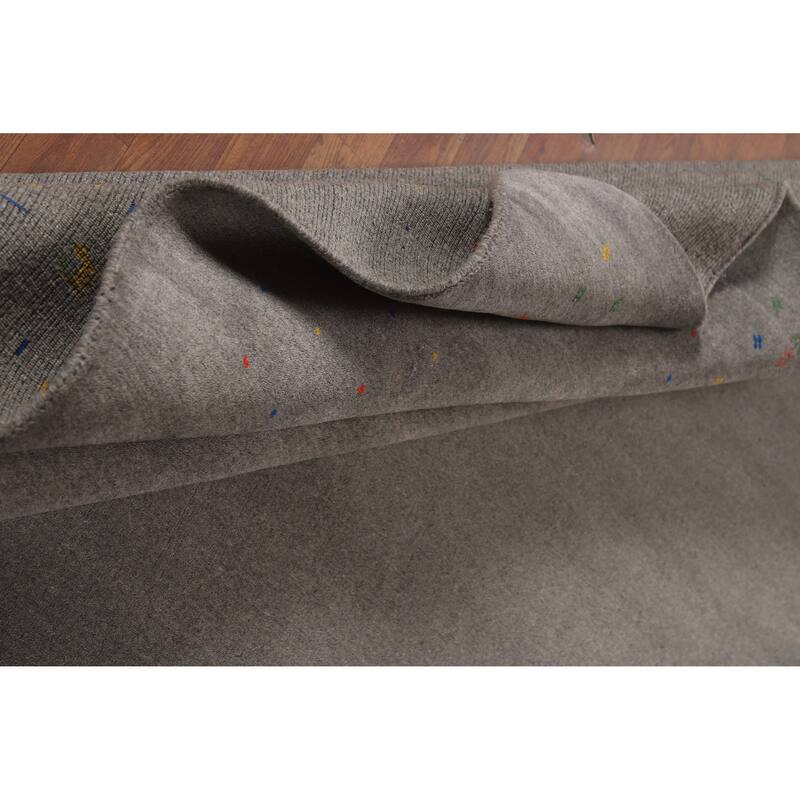 Gray Tribal Gabbeh Oriental Area Rug Hand-Knotted Wool Carpet - 8'3" x 9'10"
