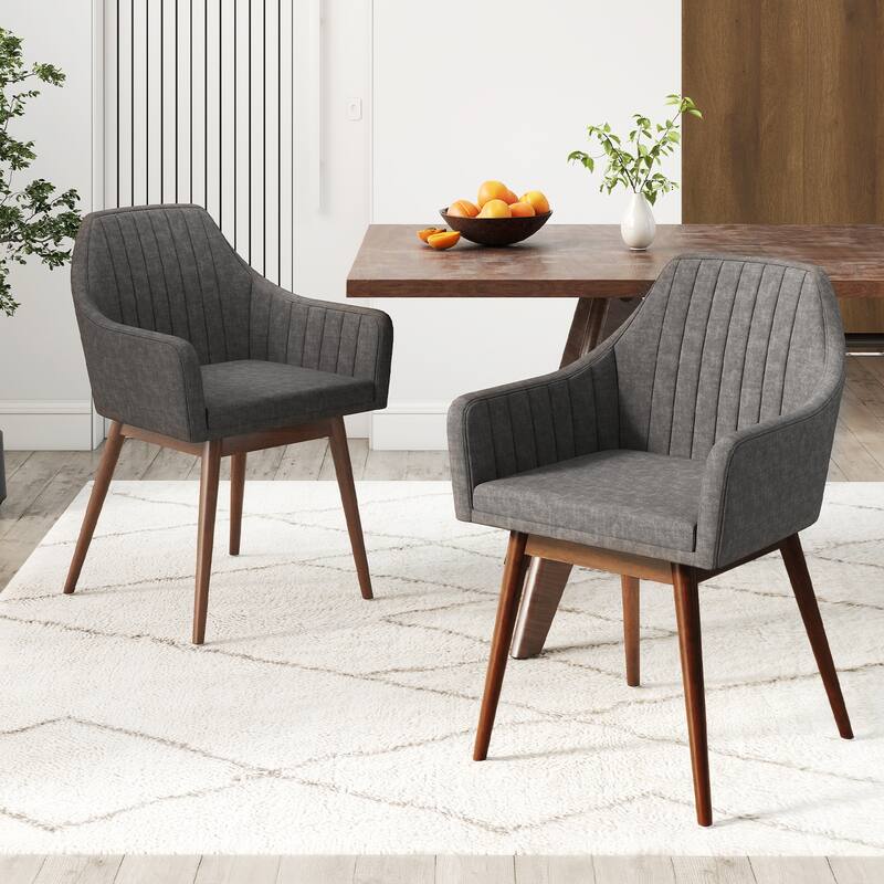 Gymax Set of 4 Dining Chairs Upholstered Kitchen Table Chairs w/ Solid