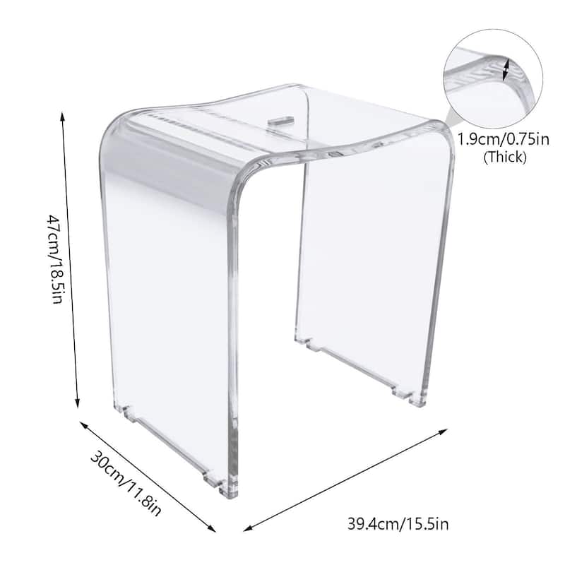 Acrylic Shower Bench Stool U-Shaped Bathroom Seat