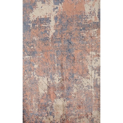 Hand Knotted Oriental Viscose Silk Carpet Modern Abstract Oranges & Rust Abstract Area Rug - 6' 7'' X 4' 8''