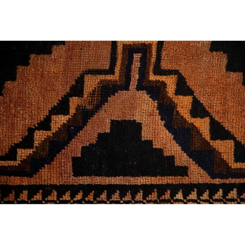 Qashqai Persian Vintage Runner Rug Hand-knotted Wool Carpet - 3'10"x 9'0"